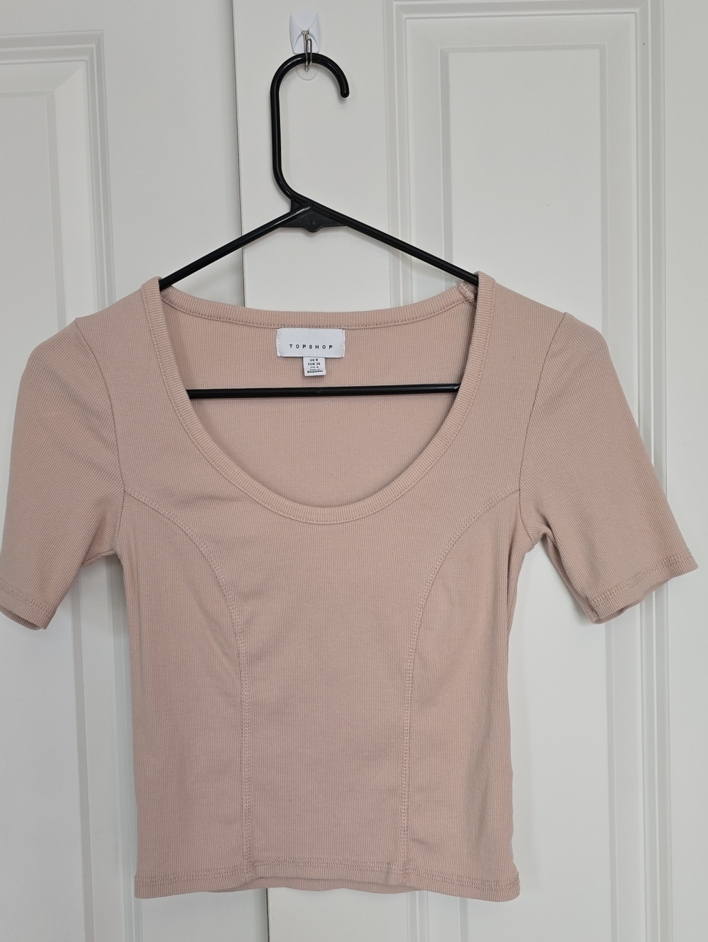 Topshop Women's Scoop Neck Short Sleeve Top — Blush